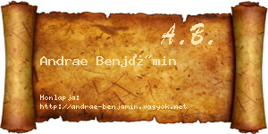 Andrae Benjámin névjegykártya